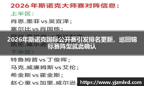 2026年斯诺克国际公开赛引发排名更新，巡回锦标赛阵型就此确认